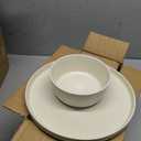 AmorArc Stoneware Dinnerware Sets,Round Reactive Ceramic Plates and Bowls Set,Highly Scrath Resistant | Dishwasher & Microwave Safe Dishes Set,Service for 4 (12pc)-White