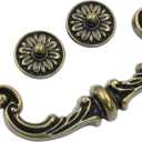 Biaungdo 8 Pcs 150mm/6 Inch Hole Center Pull Handles, Zinc Alloy Rustic Vintage Style Drop-Down Bail Swing Dresser Pull Handle Antique Drawer Handles for Kitchen, Cabinet (Yellow Bronze)