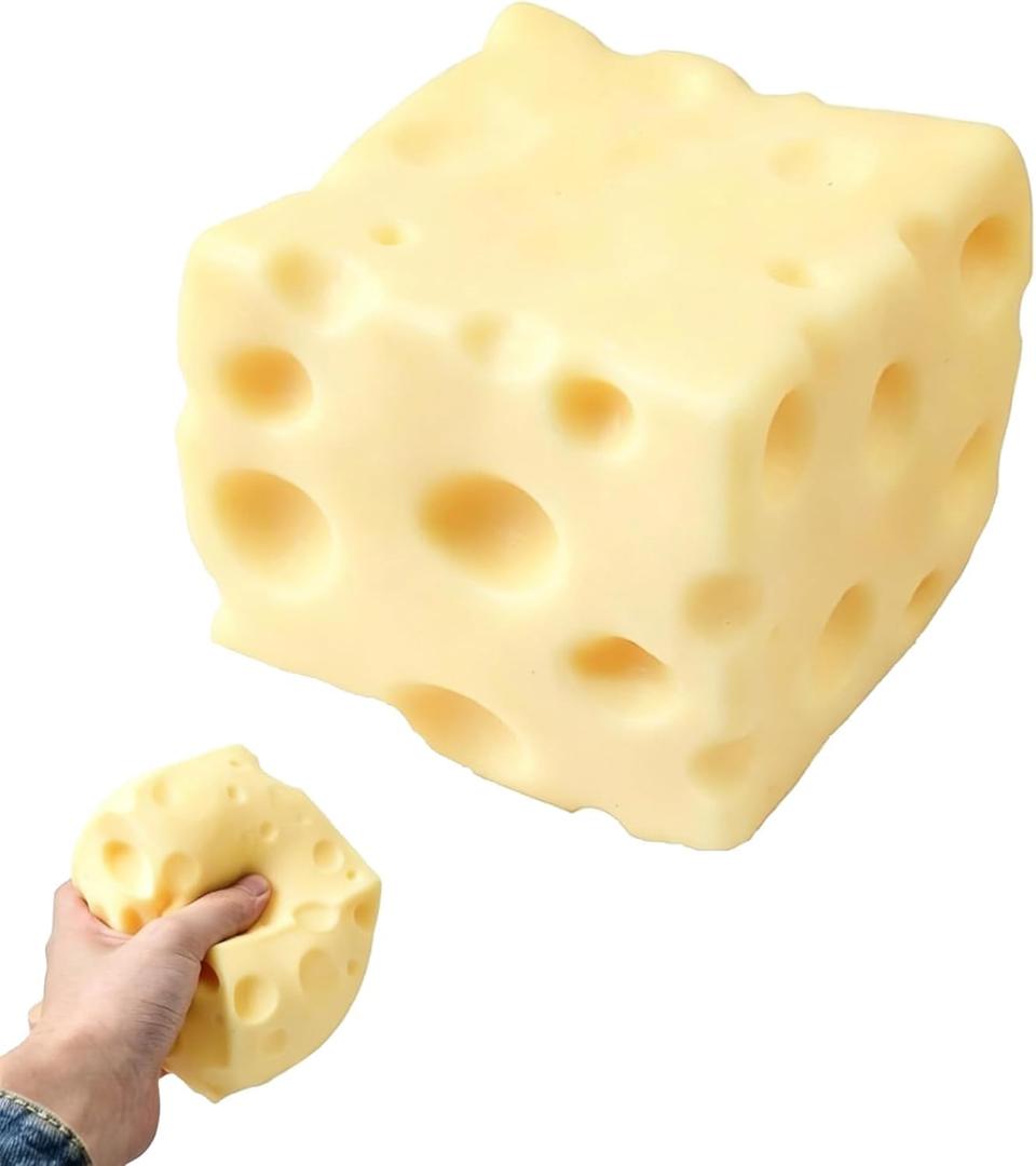 Cheese Squishy, Squeeze Cheese Toys with Soft Skin-Feel for Stress & Anxiety Relief Fidget (Yellow-2.76IN)