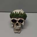 Pacific Giftware Novelty Cannabis Leaves Marijuana Weed Pot Head Skull Figurine Halloween Decor Collectible 5.25 Inches Tall