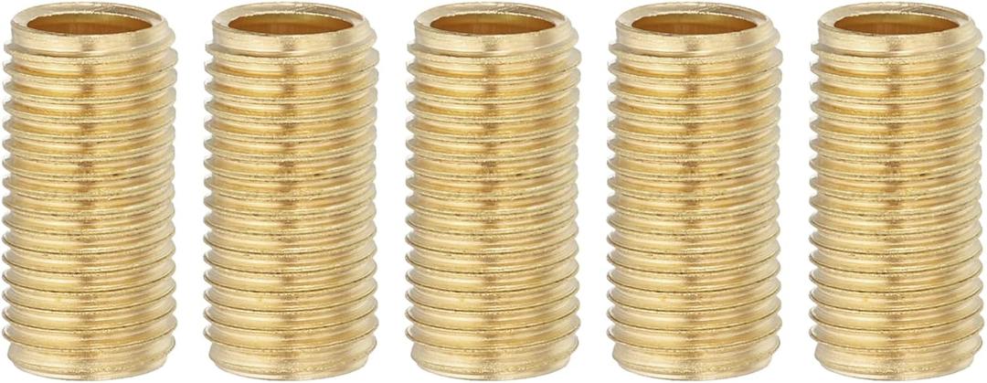 PATIKIL 1/4IP Standard Thread Brass Lamp Pipe Nipple, 5 Pcs 25mm/ 1" Length Hollow Tube Adapter Coupler Connector Pipe Fitting Hardware DIY Repair Part for Lamp Lights