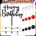 Gerrii 63 Pcs Stranger TV Cake Decorations with Happy Birthday Cake Topper Spooky Miniature Fairy Lights Black Red White Ball Toppers Set Red and Black Birthday Supplies for Horror Party Decor