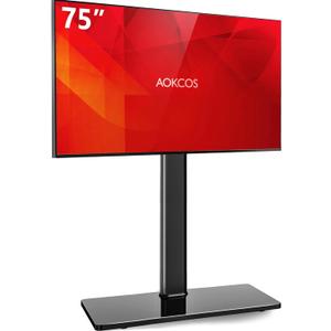 AOKCOS Swivel TV Floor Stand for 43-75 Inches TVs, 10 Level Height Adjustable Corner Extra Tall TV Stand Mount for Living Room/Bedroom, Holds up to 110 lbs,MAX VESA 600x400mm,Black