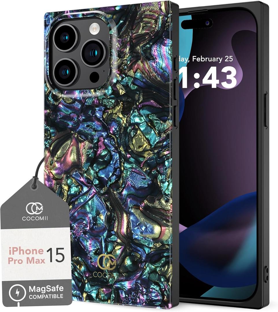 Cocomii - Rectangle Case Compatible with iPhone 15 Pro Max - Compatible with MagSafe, Opalescent Pearl, Glitter Sparkle, Glossy, Magnetic Phone Case for iPhone 15 Pro Max 6.7 inch, Abalone (iPhone 15 Pro Max 6.7", Abalone)