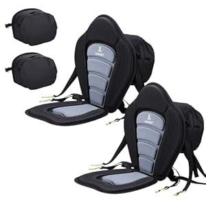 JAYEGT Kayak Seat Deluxe Padded Back Canoe Seat with Back Support ，SUP Paddle Board Seats Fishing Seat for Universal Sit with Detachable Storage Bag and 4 Adjustable Straps. (2Pcs Kayak seat)