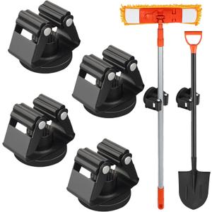 MUTUACTOR Magnetic Broom Holder,4PCS Anti-Slip Magnetic Mount Storage Broom Holders with Rubber Grippers,12lbs Heavy Duty Magnetic Tool Holder for Work Garage Laundry Kitchen RV Van Accessories