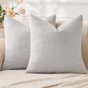 MIULEE Light Grey Couch Pillow Covers 18x18 Inch, Set of 2 Soft Chenille Decorative Square Throw Pillow Covers Farmhouse for Sofa Living Room Bed