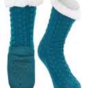 LUTHER PIKE SEATTLE Slipper Socks for Women - Warm, Cozy Socks w/Grippers (Blue)