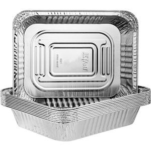 PLASTICPRO Disposable 9 x 13 Heavy Weight Aluminum Foil Pans Half Size Deep Steam Table Bakeware - Cookware Perfect for Baking Cakes, Bread, Meatloaf, Lasagna Pack of 10