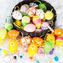 Garma 36 PCS Easter Hanging Plastic Eggs Decorations Colorful Eggs Painted Ornaments with Bow, Easter Tree Ornaments Decor for DIY Crafts Party Favor Home Decor Pascua Exchange Gifts