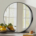JOINSUN 30 Inch Round Mirror, Black Metal Frame Wall Mirror for Entryway, Bathroom, Vanity, Living Room, Modern Circular Mirro