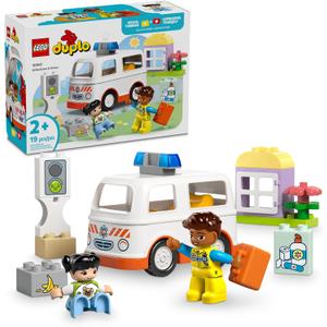LEGO DUPLO Town Ambulance & Driver Building Toy Playset - Preschool Learning and Educational Ambulance Toy for Toddlers, Boys and Girls, Ages 2+ - Pretend Play Baby Gift Idea 