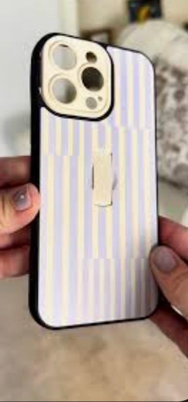 stylish blue-and-white striped design with a glossy finish phone case for an iPhone 16 Pro Max