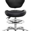 Grace&Grace Drafting Chair Adjustable Tall Shop Stool, Rolling Stool with Back Support for Studio, Classroom, Lab, Counter, Medical (Black)