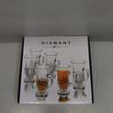 Diamant 6-Pack Classic Clear Cut Glass 4.5 Oz Footed Turkish Tea Cups with Handles, Etched Design