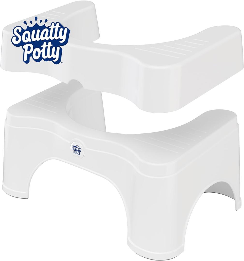 Squatty Potty The Original Bathroom Toilet Stool - Adjustable 2.0, Convertible to 7" or 9" Height with Removable Topper for Adults and Kids White (7 Inch (Pack of 1))