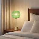 ELEUTERSUN Green Glass Table Lamp with 3 Way Dimmable and Touch Control, Mid Century Modern Vintage Bedside Table Lamp for Bedroom Living Room End Table
