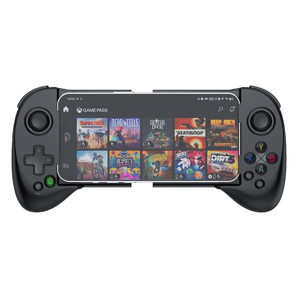 Mobile Game Controller for iPhone/Android with 4 Mapping Button/Joystick Can Adjust Height Phone Game Controller - PS Remote Play, Xbox Cloud, Steam Link, GeForce NOW (For iPhone&Android, Black)