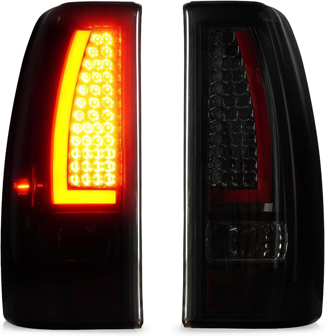 LED Tail Light for Chevy Silverado 1500 2500 1999-2002, 1500HD 2500HD 2001-2002, GMC Sierra 1500 2500 1999-2003, 1500HD 2500HD 2001-2003, Rear Taillight Assembly, 19169017 19169018 GM2800186 GM2801186