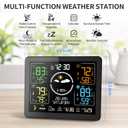 Weather Stations Wireless Indoor Outdoor Thermometer with Multiple Sensors, 7.5" VA Display Weather Forecast Station with Atomic Clock, Temperature, Humidity and Adjustable Backlight for Home