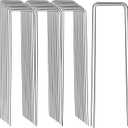 Landscape Staples 12 Inch, 200 Pack U-Shaped Galvanized Garden Stakes, 8 Gauge Heavy Duty Ground Stakes for Outdoor Decorations, Fixed Irigation Tubing, Fence,Weed Barrier Fabric