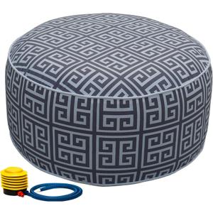 Kozyard Inflatable Ottoman Stool - Portable Round Pouf for Indoor/Outdoor Use - Perfect Small Foot Rest or Seating for Kids and Adults - Ideal for Camping or Home (Abstract Square)