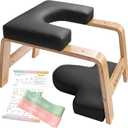 Yoga Headstand Bench- Stand Yoga Chair for Family, Gym - Wood and PU Pads - Relieve Fatigue and Build Up Body (Multi-Color) (25.2*22.83*3.54, Black)