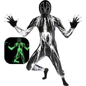 SIZGAROOT Scary Halloween Costumes for Boys Kids Shadow Demon Costume Halloween Party Dress Up, Glow in the Dark (8-10 Years, Black)