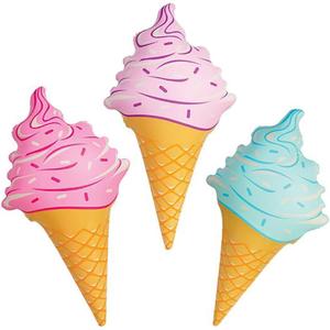 The Dreidel Company Three Giant Inflatable Ice Cream Cones for Summer Party, Swimming Pool, Beach, Birthday, and Outdoor Decorations 36 Inches, Pack of 3