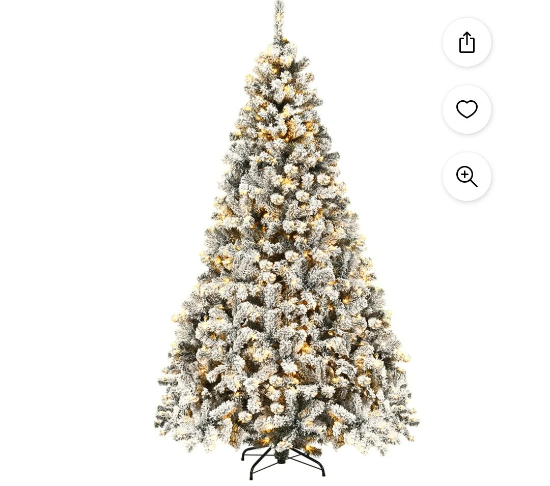 7.5 ft Prelit Premium Snow Flocked Hinged Artificial Christmas Tree with 450 Lights