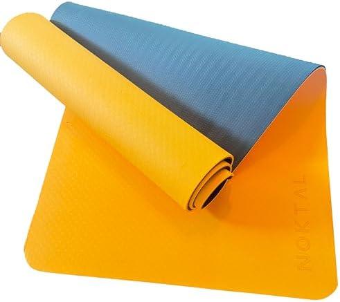 NOKTAL - PRO Pilates Yoga Mat with Carrying Strap and Mesh Exercise Bag - ECO Friendly - High Density - 72" x 24" TPE Yoga Mat, 8MM EXTRA THICK Yoga Mat - Non Slip - Workout Mat for Yoga, Pilates, Meditation and Floor Exercises (Orange/ Black)