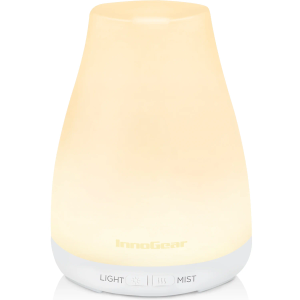 InnoGear Essential Oil Diffuser, Ultrasonic Diffusers for Home Aromatherapy Humidifier for Bedroom Room 7 Colors LED 2 Mist Mode Auto Off, Basic White