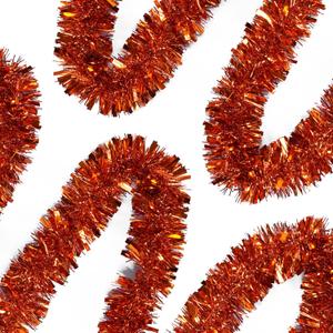 50 FT Orange Tinsel Garland Christmas Tinsel Garland Xmas Tree Decorations Metallic Tinsel Twist Garland for Christmas Tree New Year Holiday Birthday Party Decorations (3.54" x 50', Orange)
