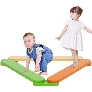 BlueWood Balance Beam for Kids 3-5, Toddler Sensory Wooden Toys and Stepping Stones, Build Coordination Gymnastics Obstacle Motor Skill for Kid