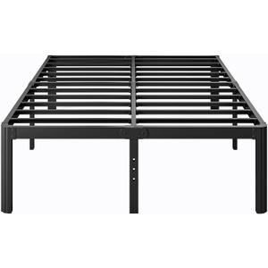 16 Inch High Full Size Bed Frame No Box Spring Needed, Platform Metal Bed Frame Full Size, Noise Free, Easy Assembly, Heavy Duty, Black