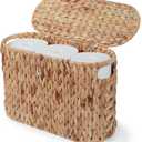 YANGQIHOME Toilet Paper Storage, Water Hyacinth Toilet Paper Storage with Lid, Papers Container for up to 6 Mega Rolls, Bathroom Basket Organizer