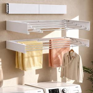 Wall Mounted Clothes Drying Rack for Laundry Room, Foldable 31.5" 60 lb, 80CM Length