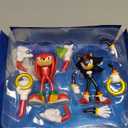 Official Sonic The Hedgehog Metallic Knuckles & Shadow 4 Action Figures  Buildable, Interchangeable Arms & Accessories, Collector Window Box