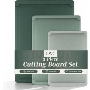 COOK WITH COLOR Extra Large Cutting Board Set, Jumbo-Sized Boards with Rubber Border for Enhanced Cooking Experience, 3-Piece, Dark Sage