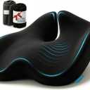 Pressure Relief Seat Cushion for Tailbone Pain, Sciatica & Coccyx Pillow | Extra Large Office Chair Cushion for Healthy Sitting Posture, Sciatica Pain Relief Pillow With Extra Cover (Black)