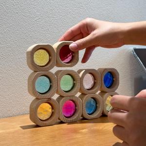 20PCS Wooden Gem Blocks Stacking Toys,Colorful Acrylic Windows Blocks, Rainbow Crystal Acrylic Building Cubes Educational Sensory Training Crystal Toys (20PCS Round Gem Blocks)