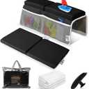 Baby Bath Kneeler & Elbow Rest Pad Set | Extra Thick 1.5 Foam That Relieves Knee & Elbow Pressure | Non-Slip Suction Stability | Machine Washable, Quick-Dry | Brush & Washcloth Gift Included (Black)