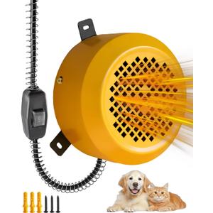 Dog House Heater with Adjustable 400W/800W Power, Pet Warmer for Kennels Chicken Coops Rabbit Hutches, Wall Mounted with Overheat Protection and 9.8ft Anti-Bite Cord