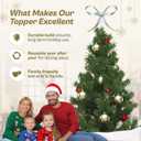 HUTHDAK Large Silver Bow Christmas Tree Topper,9.4 Inch Metal Tree Topper,Silver Bow Christmas Decorations for Xmas Home Decor Holiday Party Indoor Outdoor Shop Office