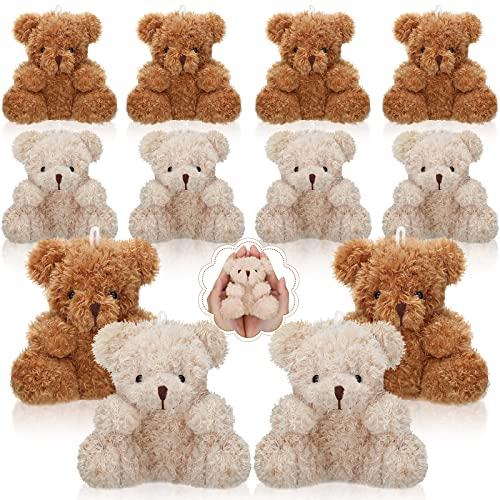 Sotiff 12 Pcs Mini Plush Bear Bulk 4 Inch Stuffed Bears Soft Tiny Animal Doll DIY Keychains Gifts for Easter Goodie Bag Fillers Women's Day Baby Shower Party Favors(Brown, Apricot)