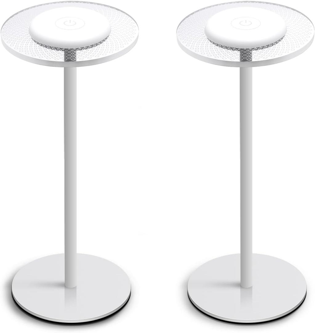 LOFTEK Cordless Table Lamps Set of 2 - Rechargeable Color Changing Portable Desk Lamps with Adjustable Height for Restaurants, Bars, Outdoor Party, Camping (White)