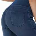 THE GYM PEOPLE Women's High-Waisted Jeggings Pants Stretchy Tummy Control Skinny Jean Leggings with Pockets (Blue) 28" Large 