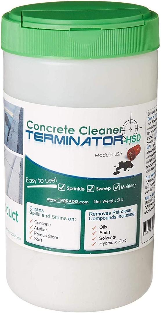 Terminator-HSD Concrete Oil Stain Remover Eco-Friendly Bio-Remediates and Removes Oil & Grease Stains on Concrete and Asphalt Driveways, Garages, Pavers, Patios, Parking Lots and Streets(2 LB)