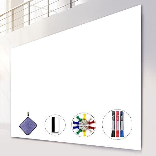 AFMAT Dry Erase Board Sticker, 48 x 36 inches White Board Wallpaper, Dry Erase Sticker for Wall, 4' x 3' Peel and Stick Whiteboard Contact Paper, Adhesive Whiteboard Roll, No Ghost, 3 Markers