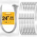 100PCS Metal Cable Zip Ties Heavy Duty 24 Inch Long Stainless Steel ZipTies 270LBS Tensile Strength Steel Wire Ties Multi-Purpose Self-Locking Metal Wrap Ties for Indoor and Outdoor
